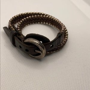 Uno de 50 double wrap leather bracelet